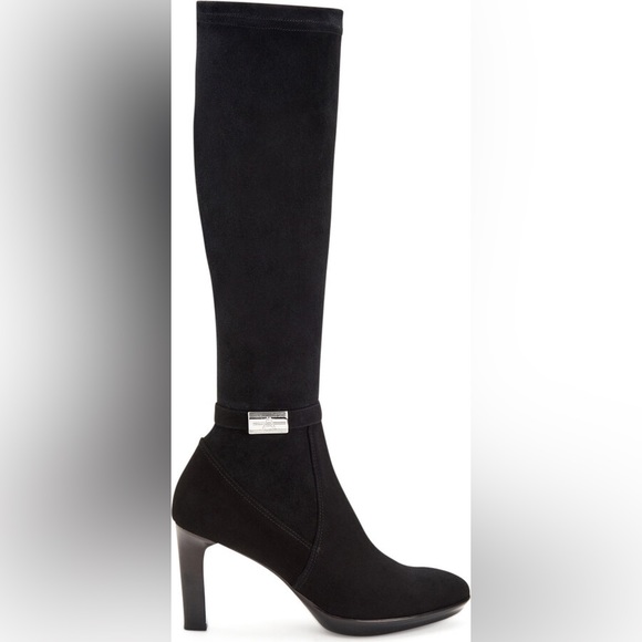 NWOT Aquatalia Romina Anthracite Suede Black Tall Boots Size 9.5 - Picture 1 of 9